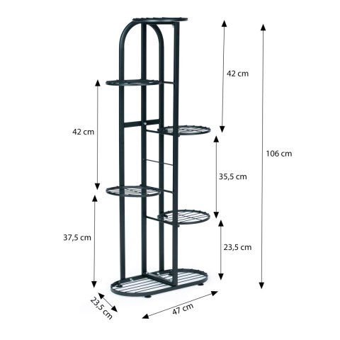 KWIETNIK METALOWY ELEVATE, REGAŁ NA KWIATY, 6 PÓŁEK, LOFT, DO SALONU