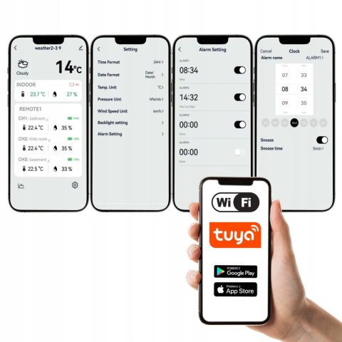 STACJA POGODOWA AETHERIA, WIFI, TUYA, BEZPRZEWODOWA, BAROMETR, PM 2.5