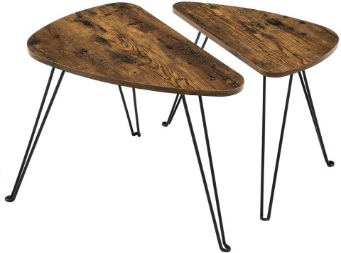 STOLIK KAWOWY ŁAWA RUSTIQUE, LOFT, ZESTAW, DO SALONU, CZARNY, DĄB, 60 CM