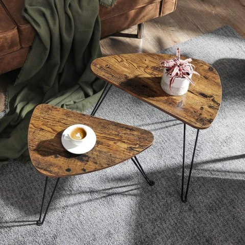 STOLIK KAWOWY ŁAWA RUSTIQUE, LOFT, ZESTAW, DO SALONU, CZARNY, DĄB, 60 CM
