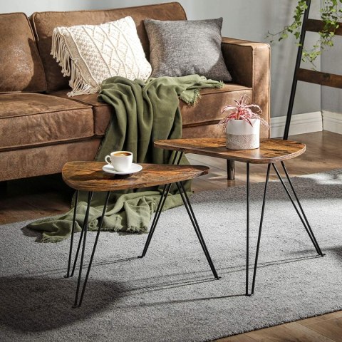 STOLIK KAWOWY ŁAWA RUSTIQUE, LOFT, ZESTAW, DO SALONU, CZARNY, DĄB, 60 CM