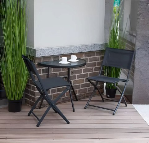 STOLIK KAWOWY OGRODOWY AZZURRO, ŁAWA, STÓŁ, LOFT, CZARNY, DO SALONU, 70 CM