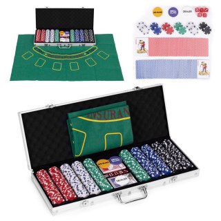 ZESTAW DO POKERA CASINO, 500 ŻETONÓW, WALIZKA, BLACKJACK, KARTY, KOŚCI, GRY