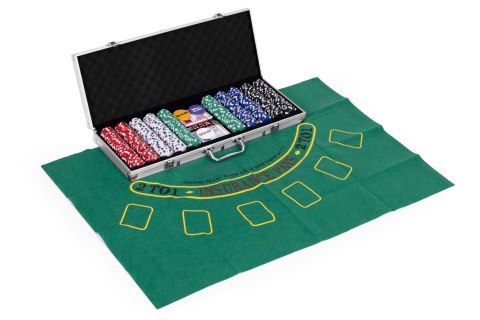 ZESTAW DO POKERA CASINO, 500 ŻETONÓW, WALIZKA, BLACKJACK, KARTY, KOŚCI, GRY