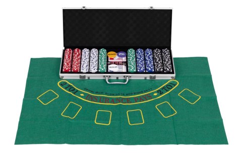 ZESTAW DO POKERA CASINO, 500 ŻETONÓW, WALIZKA, BLACKJACK, KARTY, KOŚCI, GRY