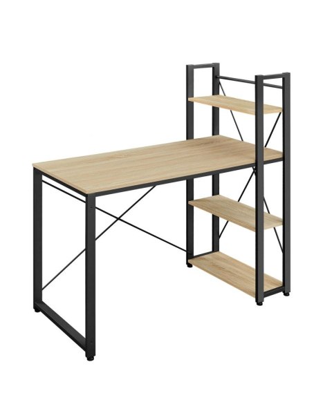 BIURKO KOMPUTEROWE MODERNA, REGAŁ, PÓŁKI, LOFT, DĄB SONOMA, CZARNE, GAMING