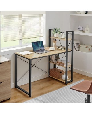 BIURKO KOMPUTEROWE MODERNA, REGAŁ, PÓŁKI, LOFT, DĄB SONOMA, CZARNE, GAMING