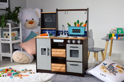 KUCHNIA DREWNIANA DLA DZIECI CULINARE, AKCESORIA, DŹWIĘKI, WARZYWA, ECOTOYS