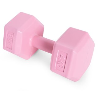 Hantle sześciokątne zestaw 2x4 kg ciężarki do ćwiczeń obciążniki fitness różowe ModernHome