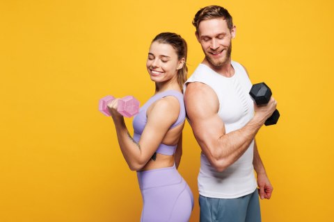 Hantle sześciokątne zestaw 2x4 kg ciężarki do ćwiczeń obciążniki fitness różowe ModernHome