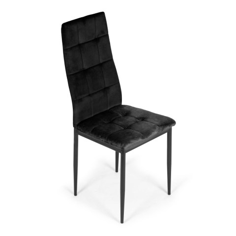 KRZESŁA 4X WELUROWE CZARNE VELOURA, DO SALONU, JADALNI, PIKOWANE, VELVET