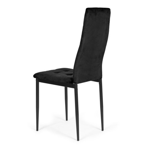 KRZESŁA 4X WELUROWE CZARNE VELOURA, DO SALONU, JADALNI, PIKOWANE, VELVET