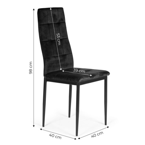 KRZESŁA 4X WELUROWE CZARNE VELOURA, DO SALONU, JADALNI, PIKOWANE, VELVET