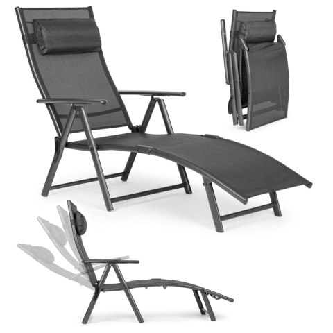 LEŻAK OGRODOWY SOLANA, SKŁADANY, PLAŻOWY, REGULOWANY, ZAGŁÓWEK, SZARY