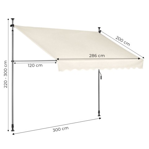 MARKIZA BALKONOWA ROZPOROWA SOLARA, 300CM, TARASOWA, ZACISKOWA
