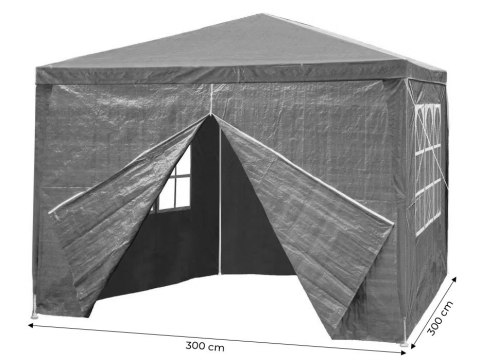 PAWILON NAMIOT OGRODOWY 3X3M SOLARE, 4 ŚCIANY, SZARY, WODOODPORNY, ALTANA