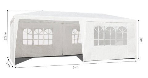 PAWILON NAMIOT OGRODOWY 3X6 SOLARIA, 6 ŚCIAN, WODOODPORNY, IMPREZOWY, BIAŁY