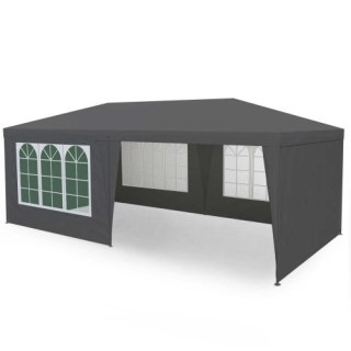 PAWILON NAMIOT OGRODOWY 3X6 M, AETHEL, 6 ŚCIAN, SZARY, OKNA, WODOODPORNY