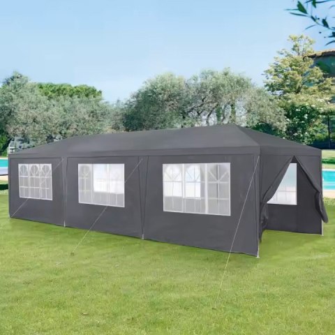 PAWILON NAMIOT OGRODOWY 3X9M ALPINA, SZARY, 8 ŚCIAN, OKNA, WODOODPORNY