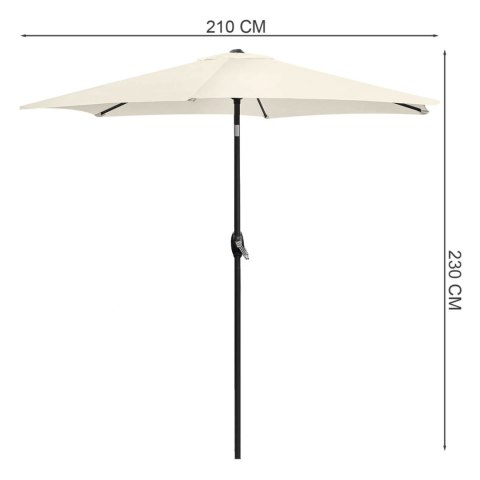 PARASOL OGRODOWY MACHINA, 210CM, BEŻOWY, SKŁADANY, NA TARAS, KORBKA, UV
