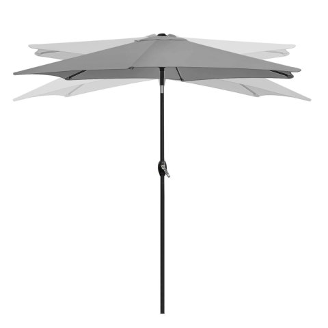 PARASOL OGRODOWY MACHINA, 210CM, SKŁADANY, Z KORBKĄ, REGULOWANY, SZARY, UV