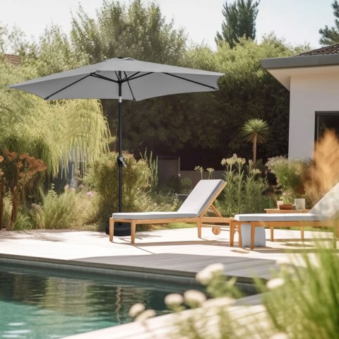 PARASOL OGRODOWY MACHINA, 210CM, SKŁADANY, Z KORBKĄ, REGULOWANY, SZARY, UV