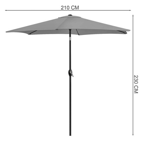 PARASOL OGRODOWY MACHINA, 210CM, SKŁADANY, Z KORBKĄ, REGULOWANY, SZARY, UV