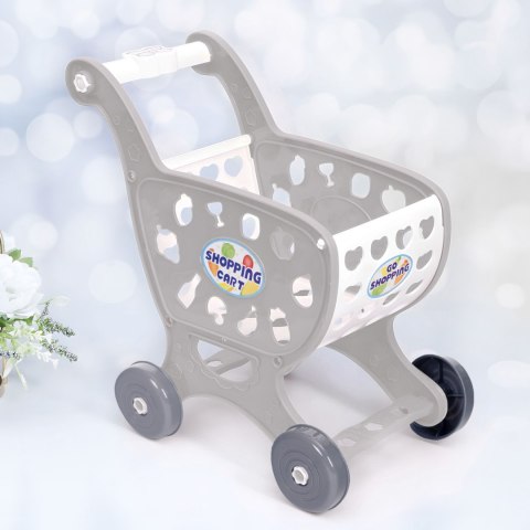 Wózek na zakupy sklepowy do supermarketu kuchni 18 akcesoriów szary