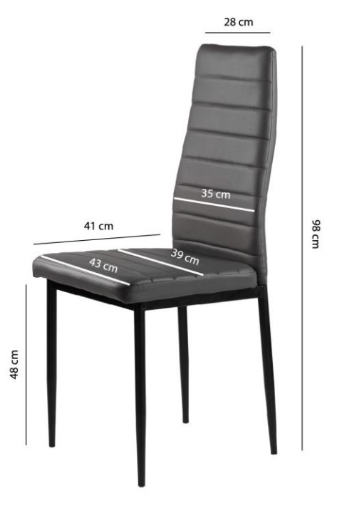 KRZESŁA TAPICEROWANE 4X CROMIA, DO SALONU, JADALNI, SZARE, EKOSKÓRA, CZARNE