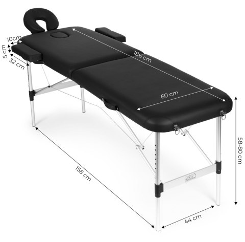 STÓŁ DO MASAŻU SKŁADANY MOBILIA, ALUMINIOWY, 2 SEGMENTY, REHABILITACYJNY