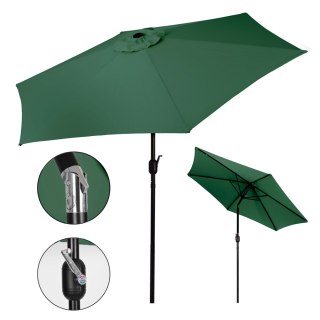 PARASOL OGRODOWY 270CM, UMBRALIS, SKOŚNY, Z KORBKĄ, ZIELONY, TARAS, UV
