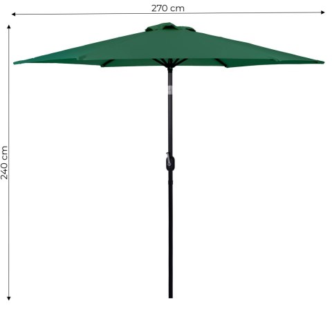 PARASOL OGRODOWY 270CM, UMBRALIS, SKOŚNY, Z KORBKĄ, ZIELONY, TARAS, UV