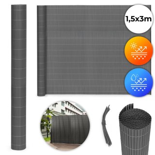 MATA BAMBUSOWA PVC OSŁONA BALKONOWA 150X300 ANTRACYT, DWUSTRONNA, AETHEL