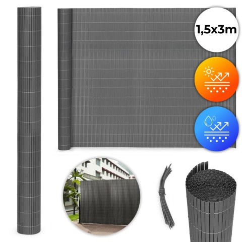 MATA BAMBUSOWA PVC OSŁONA BALKONOWA 150X300 ANTRACYT, DWUSTRONNA, AETHEL