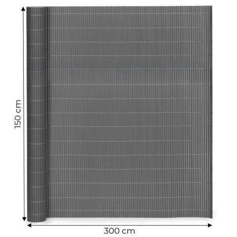 MATA BAMBUSOWA PVC OSŁONA BALKONOWA 150X300 ANTRACYT, DWUSTRONNA, AETHEL