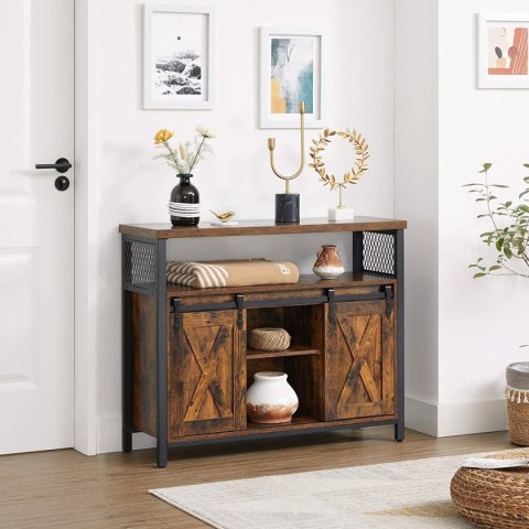 KOMODA SZAFKA FERMEO, LOFT, RUSTYKALNA, DRZWI PRZESUWNE, BARN DOOR, BRĄZ