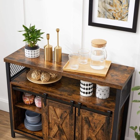 KOMODA SZAFKA FERMEO, LOFT, RUSTYKALNA, DRZWI PRZESUWNE, BARN DOOR, BRĄZ