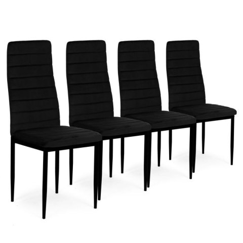 KRZESŁA 4X DO SALONU, JADALNI, CZARNE, TAPICEROWANE, PIKOWANE, AURAIO