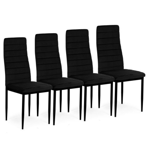 KRZESŁA 4X DO SALONU, JADALNI, CZARNE, TAPICEROWANE, PIKOWANE, AURAIO
