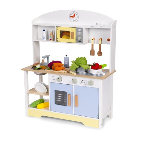 KUCHNIA DLA DZIECI DREWNIANA CUCINA, ECOTOYS, 12 AKCESORIÓW, PRALKA, MDF