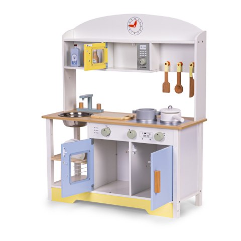 KUCHNIA DLA DZIECI DREWNIANA CUCINA, ECOTOYS, 12 AKCESORIÓW, PRALKA, MDF