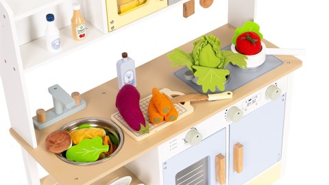 KUCHNIA DLA DZIECI DREWNIANA CUCINA, ECOTOYS, 12 AKCESORIÓW, PRALKA, MDF