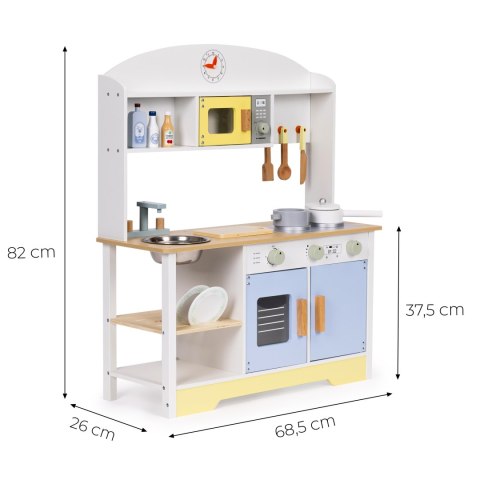 KUCHNIA DLA DZIECI DREWNIANA CUCINA, ECOTOYS, 12 AKCESORIÓW, PRALKA, MDF