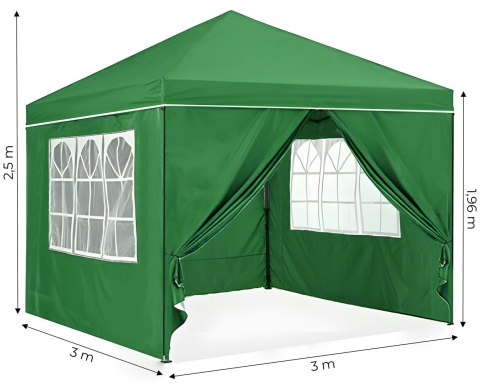 NAMIOT OGRODOWY 3X3 M AEGIS, PAWILON POP-UP, 4 ŚCIANKI, WODOODPORNY, TORBA