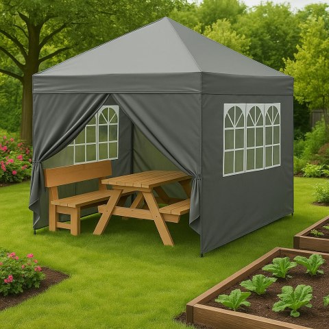 NAMIOT OGRODOWY 3X3 AUTOMATYCZNY TENDA, PAWILON, 4 ŚCIANKI, POP-UP, SZARY