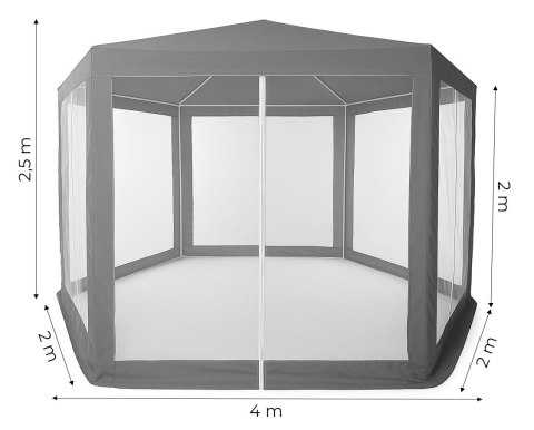 PAWILON NAMIOT OGRODOWY 2X2X2M, PAVILLON, 6 ŚCIAN, MOSKITIERA, MULTIGARDEN