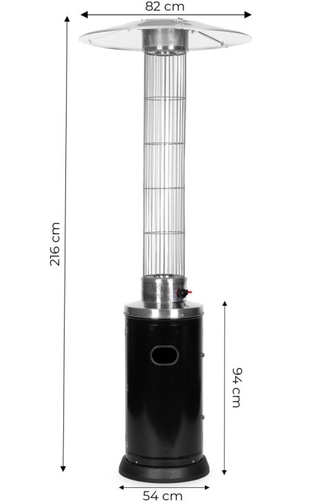 OGRZEWACZ GAZOWY TARASOWY CALORIS, PARASOL 9KW, OGRODOWY, POKROWIEC, KOŁA