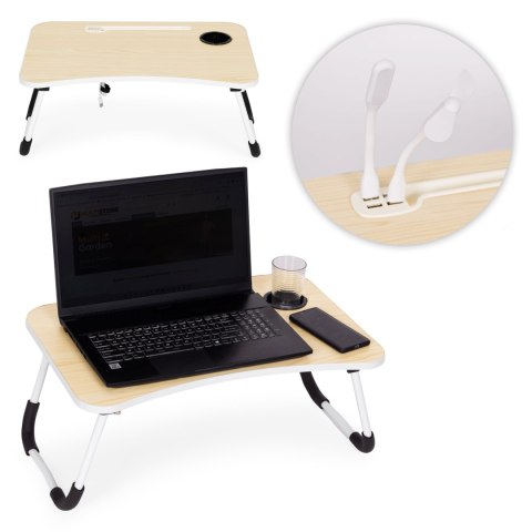 STOLIK POD LAPTOPA FLEXO, DO ŁÓŻKA, CZARNY, LOFT, Z USB, SALONU, 60X40 CM