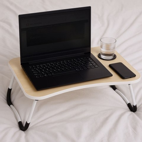 STOLIK POD LAPTOPA FLEXO, DO ŁÓŻKA, CZARNY, LOFT, Z USB, SALONU, 60X40 CM