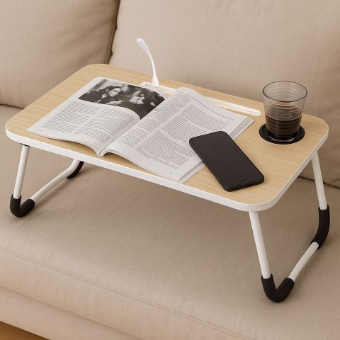 STOLIK POD LAPTOPA FLEXO, DO ŁÓŻKA, CZARNY, LOFT, Z USB, SALONU, 60X40 CM